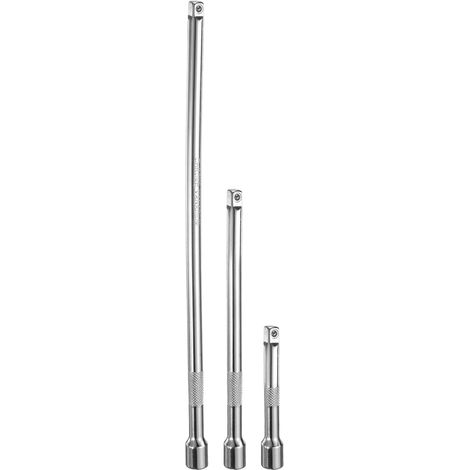 1 / 4 "Drive Impact rallonge tige 3" 6 "10" chrome vanadium acier extra long manchon extender manche d'entraînement à tête carrée pour le desserrage et le serrage argent Set de 3 pièces (1/5)