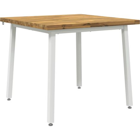 vidaXL 90 x 90 x 75 cm Madera de Acacia Sólida Blanco Cuadrado (1/2)
