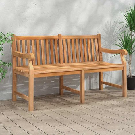 vidaXL Banco de jardín de madera maciza de teca 150 cm (1/5)