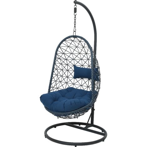 Outdoor-Schaukel aus Korbgeflecht Bologna dunkelblau 195h cm (1/3)