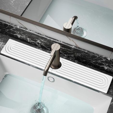 Tapis de séchage rapide pour évier de cuisine, tapis de drainage pour plan de travail de salle de bain, blanc, 60 x 10 cm (1/3)