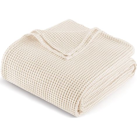 Mezcla Plaid Couverture en Coton à Texture Alvéolée et Gaufrée (1/5)