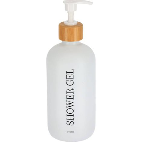 Distributore di gel doccia in vetro di bambù 500ml - bianco opaco - Tendance