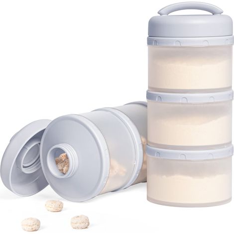 Boîte de Rangement Empilable pour Bébé en Poudre de lait, Lot de 2 (Gris) (1/5)