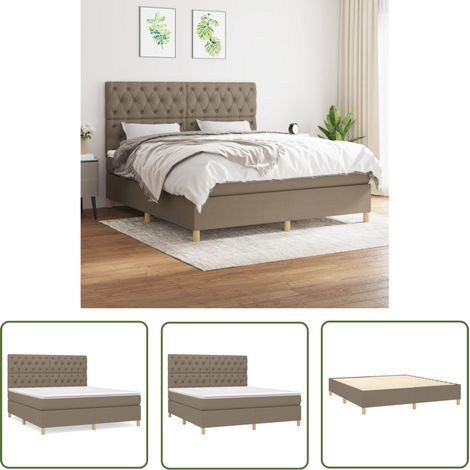 The Living Store Boxspringbett mit Matratze Taupe 160x200 cm Stoff - Boxspringbett - Doppelbett - Bettenrahmen - Matratze - Tapete (1/5)