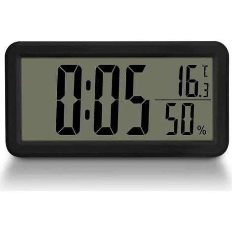 Horloge Murale Led, Réveil Numérique 15CM - Horloge Led avec Température et Humidité Intérieures, Support Mural et Support Pliable (1/4)