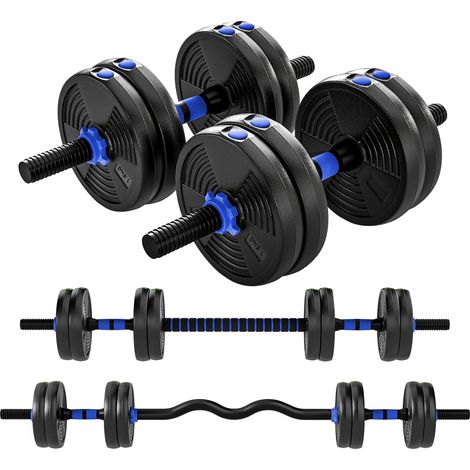 Kit haltères musculation haltères réglables 15 kg 3 en 1, ensemble de poids réglable avec barre d'extension noir