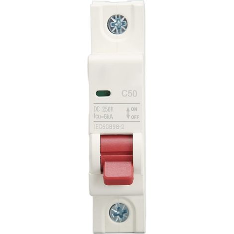 Disjoncteur, 1P DC Disjoncteur 6Ka Capacité de Rupture Commutateur de Protection Contre Les surcharges Mini disjoncteur de sécurité 50a 250V (1/5)