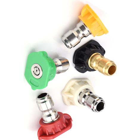 Lot de 5 buses de pulvérisation pour nettoyeur haute pression, degrés variés, raccord rapide, adapté eau chaude. (1/5)