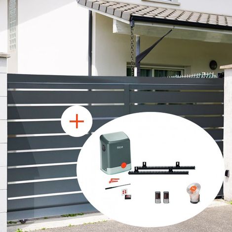 Portail Aluminium Coulissant TOKYO RAL 7016 L3,5mxH1,60m motorisé Livré avec son Kit Motorisation NICE HOME FILO 400 (1/4)
