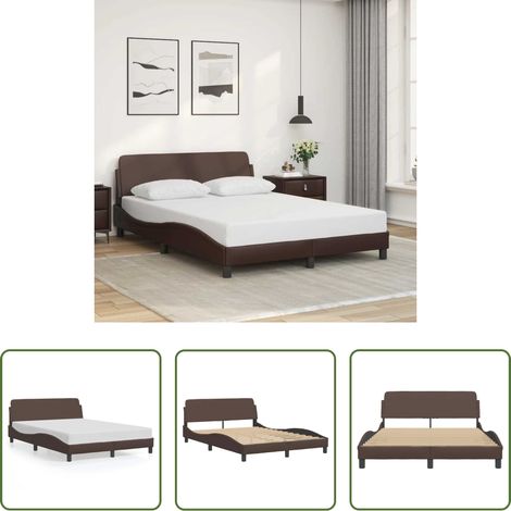 vidaXL Tête de lit - Cadre de lit Dover marron 140x190 cm similicuir (1/5)