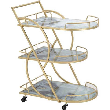 Desserte 3 Niveaux Effet Marbre "Grace" 84cm Multicolore