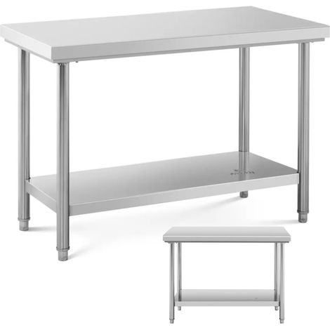 Tavolo con piano di lavoro centrale in acciaio e ripiano 120 x 60 cm (1/5)