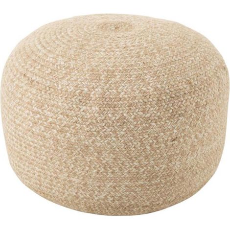 Pouf Design "Miami" 50cm Naturel & Blanc (1/2)