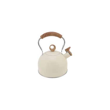 Bouilloire à thé sifflante de 2,5 litres, théière en acier inoxydable avec poignée pour cuisinière électrique à gaz Beige (1/5)