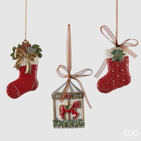EDG Enzo De Gasperi Addobbo Natale Decomix H 8 Cm Assortiti White Red 1 Pz