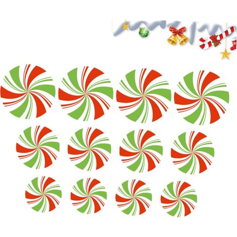 12pièces Autocollants Noël Ronds Sucrés Stickers Fenêtre Sol Décorations Maison Fête (1/5)