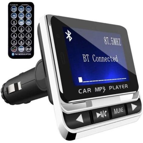 Modulateur FM pour voiture, Bluetooth 5.0, écran 1,4' (pouces), Télécommande, Port Jack, USB, micro-SD, compatible Android et iOS, noir (1/5)