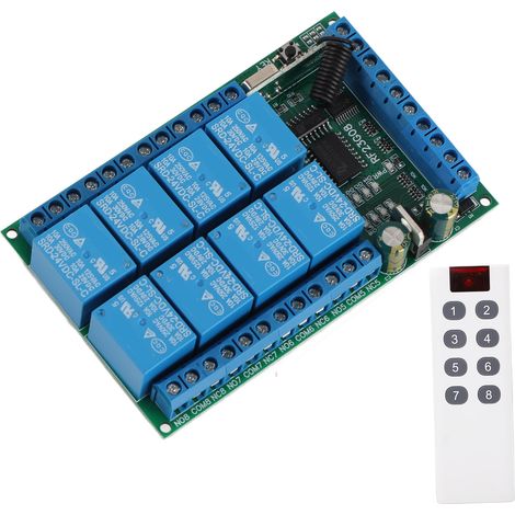 Module de télécommande multifonctionnelle 8 canaux 433,92 MHz, portée 100 m, codage fixe, 24 V (1/5)