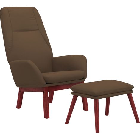 Sillón de relax con taburete tela marrón vidaXL (1/5)