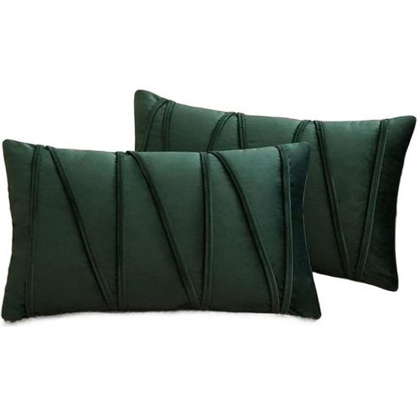 Lot de 2 taies Taies d'oreiller décoratives à Kussensloop - Vert foncé - 30 x 50 cm (1/3)