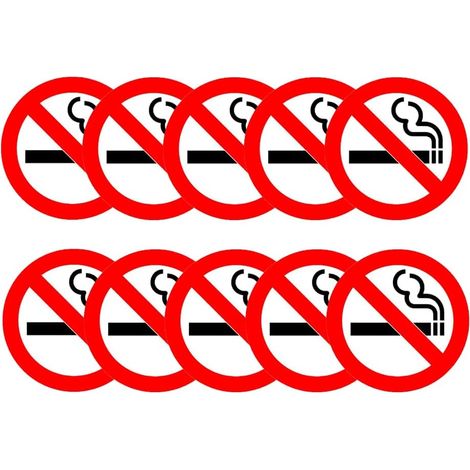 Lot de 10 panneaux d'interdiction de fumer - Autocollant en vinyle - 7 x 7 cm (1/5)