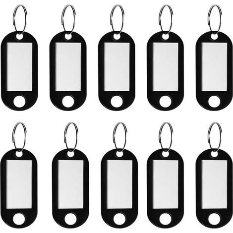 Lot de 10 étiquettes avec anneau porte-clés, anneaux porte-clés colorés, étiquettes d'identification en plastique avec anneau brisé, pour l'identification des clés de porte, valises, hôtels, animaux d (1/5)