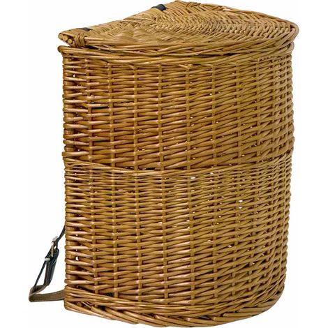 Weidenkorb mit Deckel und Schultergurt - 41 cm x 30 cm x H 42 cm
