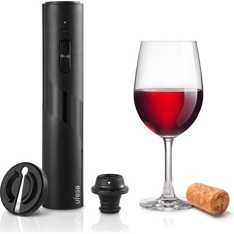 Ufesa EasyVac - Cavatappi elettrico 2 in 1, apribottiglie vino, tappo sottovuoto, ricaricabile USB C, apribottiglie in 8 secondi, senza fili (1/5)