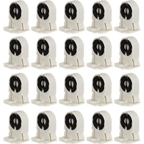 Lot de 20 douilles pour tubes fluorescents T8/G13, douilles pour lampes domestiques sans shunt - Bon état (1/3)
