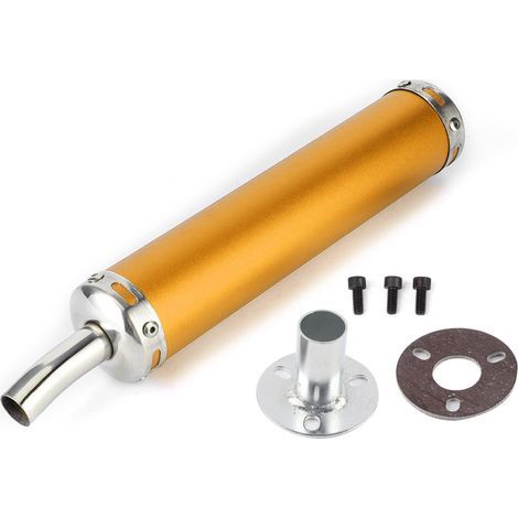 Silencieux D'échappement, Silencieux D'échappement de Moto en Acier Inoxydable de Calibre 20 Mm, Réduit Efficacement le Bruit, pour Temps (Or). (1/5)
