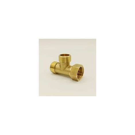 Té laiton mâle mâle femelle écrou tournant à visser 1/2 – Raccord pour eau potable et chauffage – Installation facile avec joint plat (1/3)