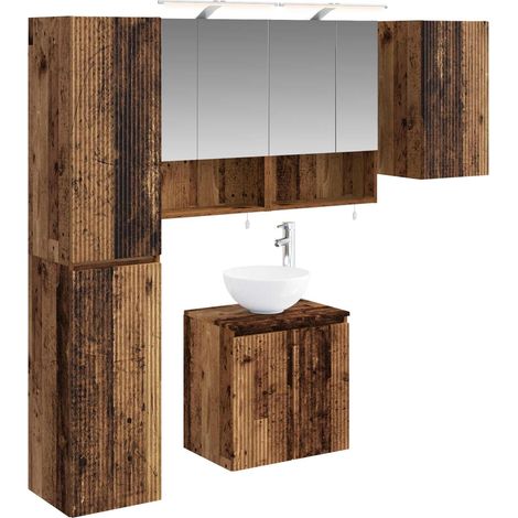 Ensemble d'armoire de salle de bain 5 pcs Bois ancien vidaXL (1/5)