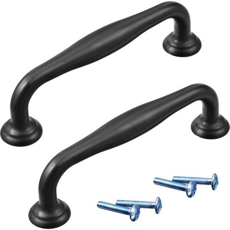Kabinett-Aufbereiter-Zinklegierungs-Ziehgriff 3-3/4 Zoll-Lochmitten flach schwarz 2pcs (be928ff30d62 (1/3)