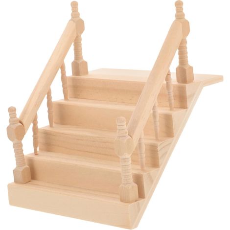 Escalier miniature de maison de poupée Escalier miniature modèle meubles de maison de poupée escalier 1/12 accessoires d'escalier bricolage escalier en bois pour jardin féérique scène de (1/5)