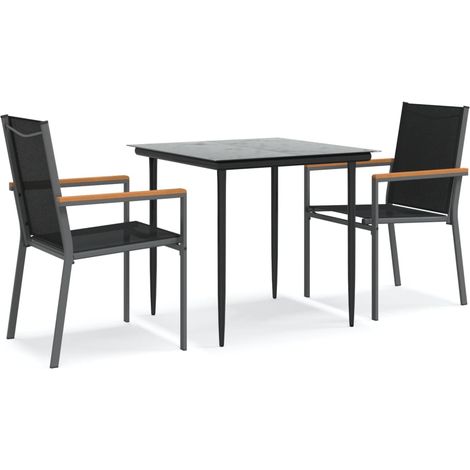 Maison Exclusive - Set da Pranzo da Giardino 3 pz Nero in Textilene e Acciaio