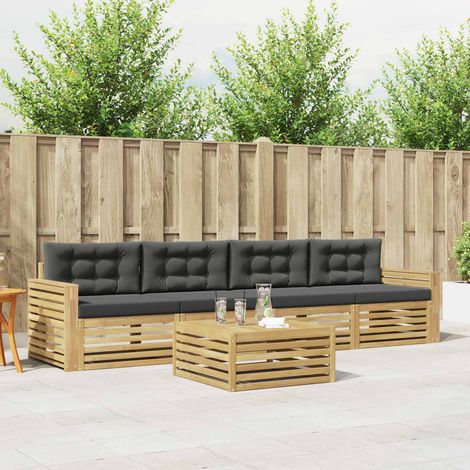 vidaXL Outdoor-Sofagarnitur 5 Stk. Weiß und Anthrazit (1/5)