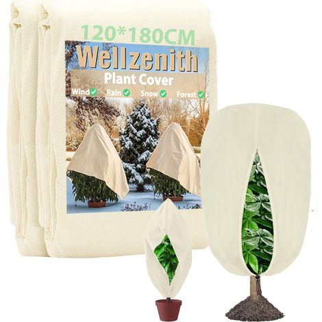 Housses de Protection pour Plantes, Hivernage Plante Exterieur, pour Plantes en Pot, Cordon de Serrage, Fermeture Éclair, Indéchirable et Rétention de Chaleur (120 180cm 1PCS) (1/5)