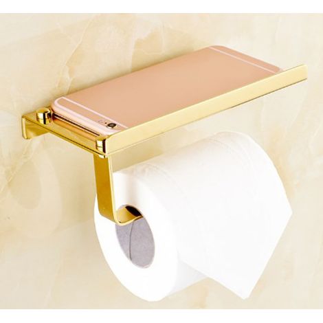 Porte-papier toilette en acier inoxydable, support pour téléphone de salle de bain, boîte à mouchoirs, porte-papier toilette, or 201 (1/5)