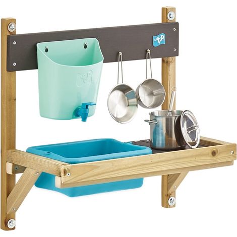 Tp Toys – Cuisine extérieure pour enfant – Bois FSC® – Dimensions L.55 x l.31 x H.56 cm – Ustensiles inclus – Pour jeu créatif et imagination (1/10)