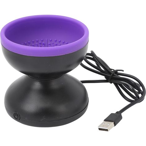 Nettoyeur électrique rotatif pour pinceaux de maquillage, séchage rapide, portable, machine automatique de nettoyage de pinceaux cosmétiques, noir et violet (1/5)