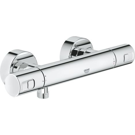 Mitigeur thermostatique de douche chromé – Technologie TurboStat pour régulation instantanée – Économie d’eau GROHE EcoJoy – Montage mural apparent