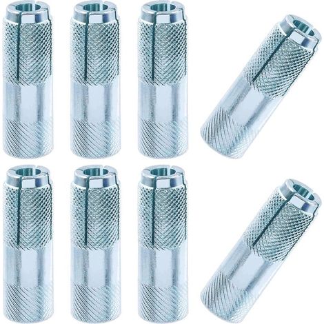 Lot de 8 chevilles moletées en acier au carbone plaqué zinc de qualité supérieure de 1,27 cm pour béton massif (1/5)