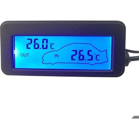 Thermomètre voiture intérieur extérieur, convient pour modèle numérique DC12V avec rétroéclairage bleu (1/5)