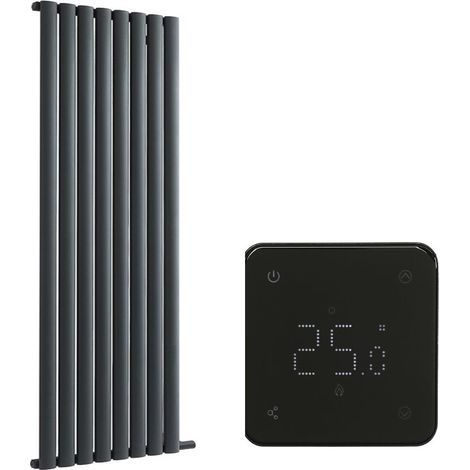 Milano Aruba Ardus Anthracite 1784mm x 472mm Dry Heat Vertical Oval Panel Electric Radiator - Wi-Fi Thermostat (1/5)