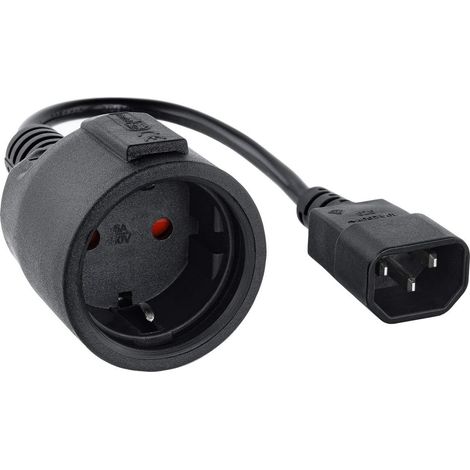 1 Câble Adaptateur Secteur, Connecteur C14 Mâle, Prise CEE7 Femelle, Pour Onduleur, Noir (1/3)