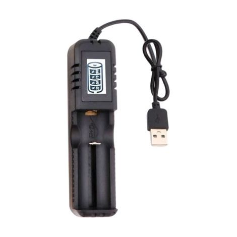 Universal USB Rechargeable Battery Charger, 1 Slot Lithium Battery Charger for 18650 and 26650 Batteries, ABS (1/4)