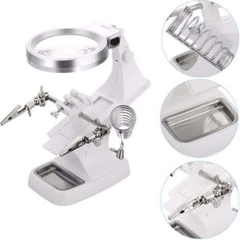 Station de soudage Souder Multifonctionnel avec LED Loupe Magnifier Support USB (1/4)