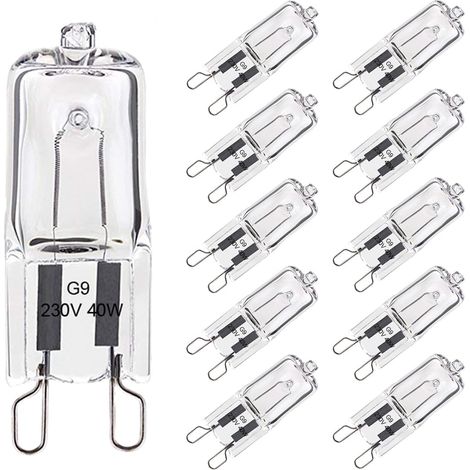 40 W G9 Halogen-Ofenlampe, 300 °C Toleranz, dimmbare warmweiße G9-Halogenlampe, 480 lm, 230 V G9-Kapsel-Glühbirnen, 10er-Pack