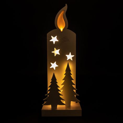 Wooden B/O LED Candle Silhouett 36cm (1/5)